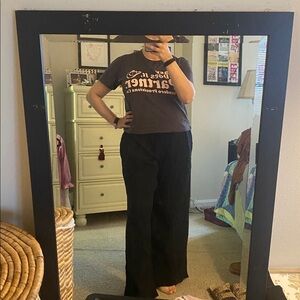 Marine Layer Black Textured double cloth cotton elastic waist pants